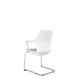 White Perforated Back Chair With Integrated Arms, Upholstered Seat And Chrome Cantilever Frame